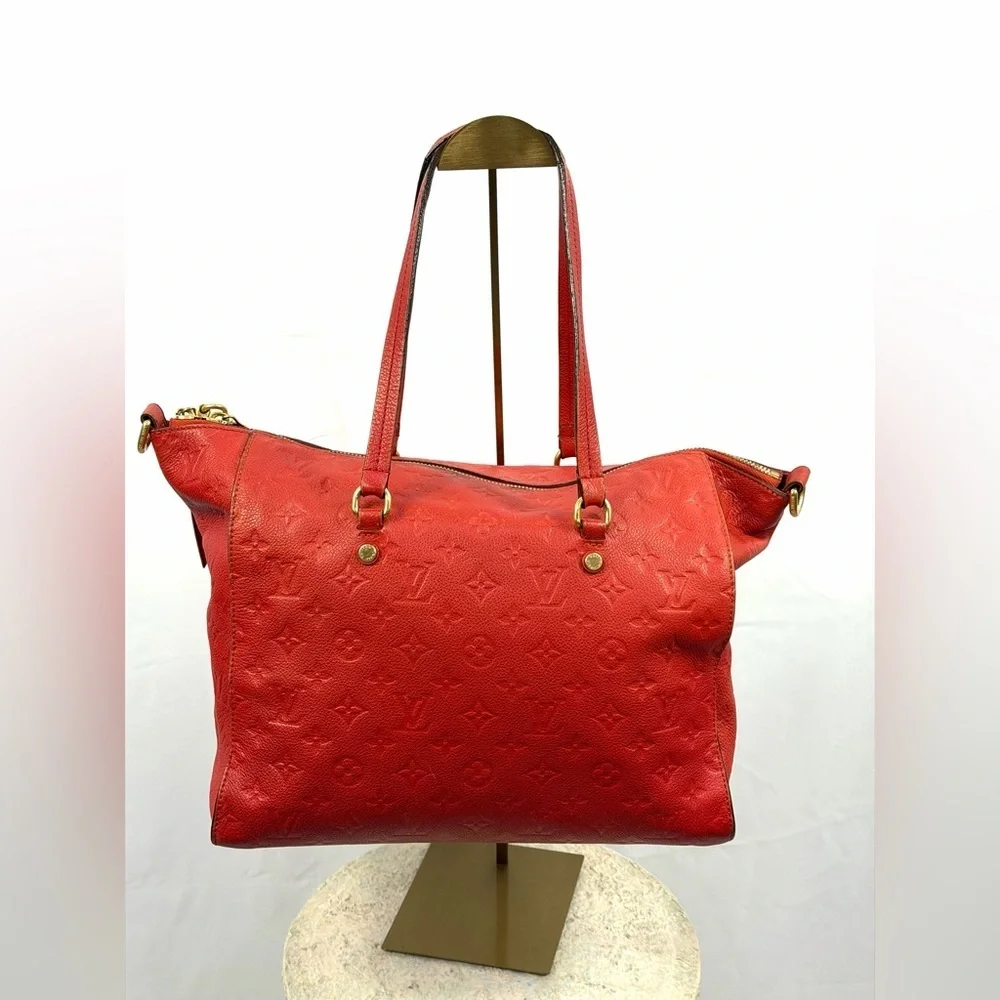 Louis Vuitton Lumineuse PM Red Empreinte Tote Strap Lock Key Dust Bag